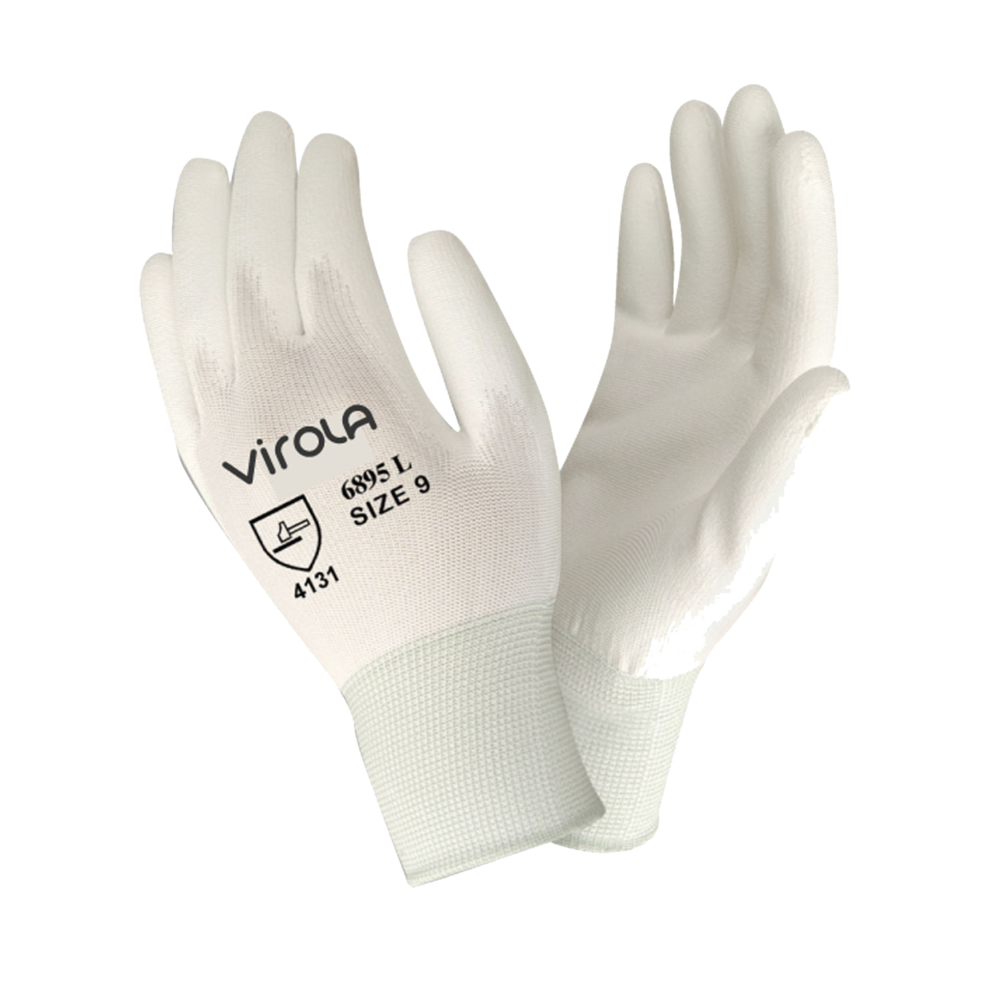 Guantes poliéster + PU Blanco